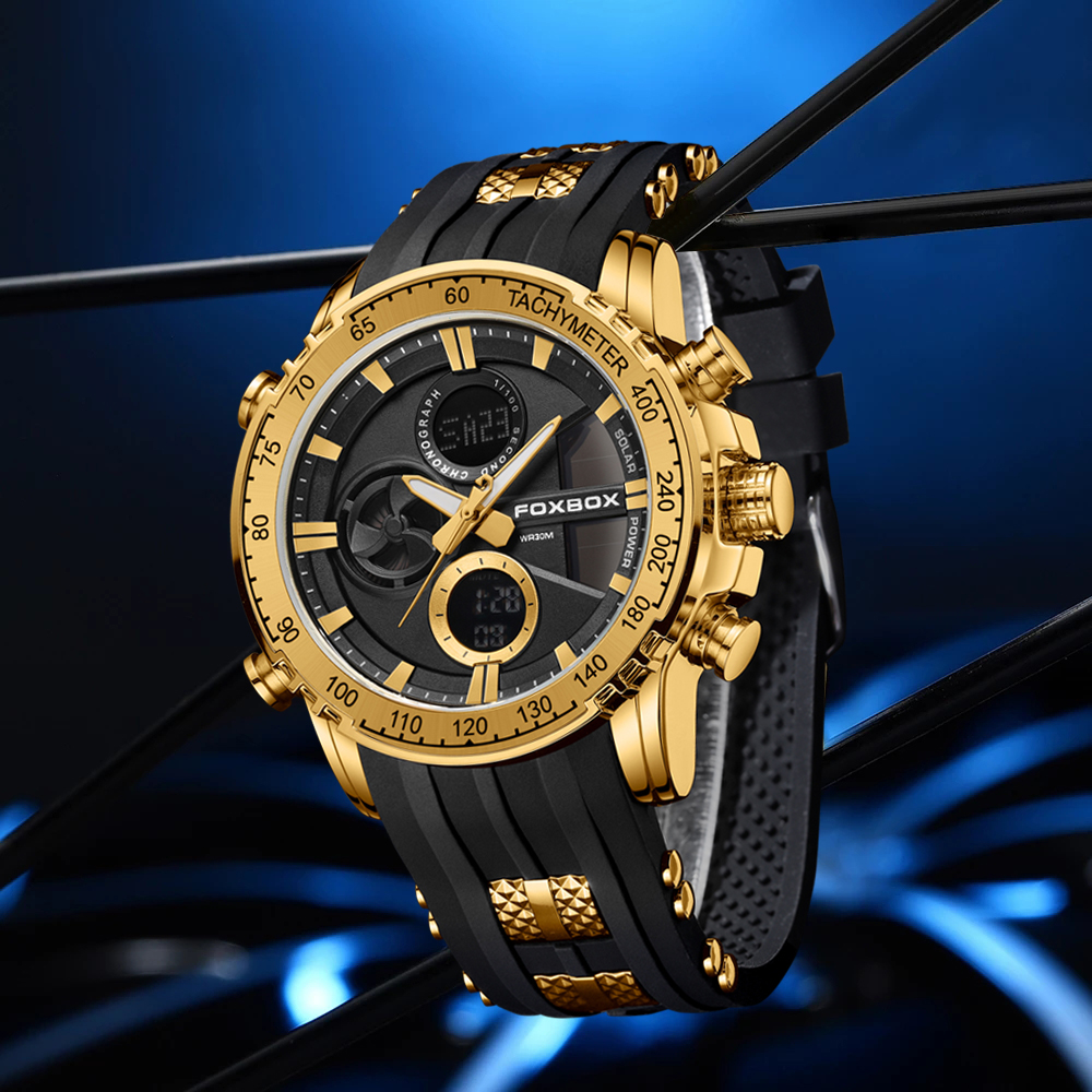 LIGE trendy sports student watch men's multifunctional waterproof night light alarm clock dual display electronic watch