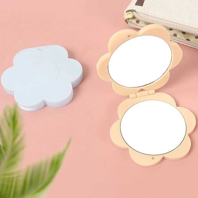 Portable double-sided folding makeup mirror flower mirror pocket compact dress table handheld mirror student mirror W240813