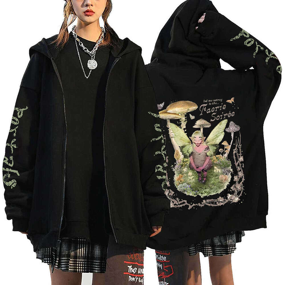 Martinez Melanie Cartoon Zipper Hooded Sweatshirts Hip Hop Y2K Streetwear Oversized Long Sleeves Fleece Coats Jackets Hoodies