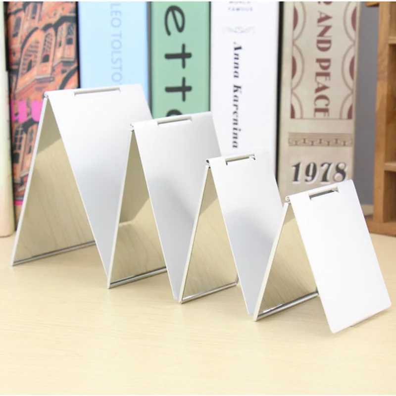 Aluminum folding mirror mini portable makeup mirror holder small mirror vanity table foldable compact pocket cosmetic tool W240813