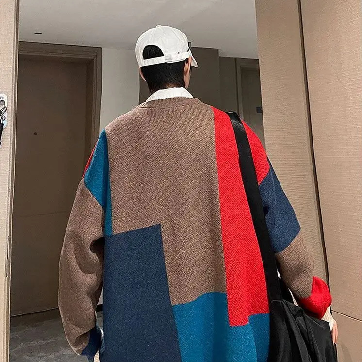 Sweater Mens Korean Version Loose Trendy Handsome Mens Knitted Cardigan Outerwear Thread Clothing Mens Item 240821