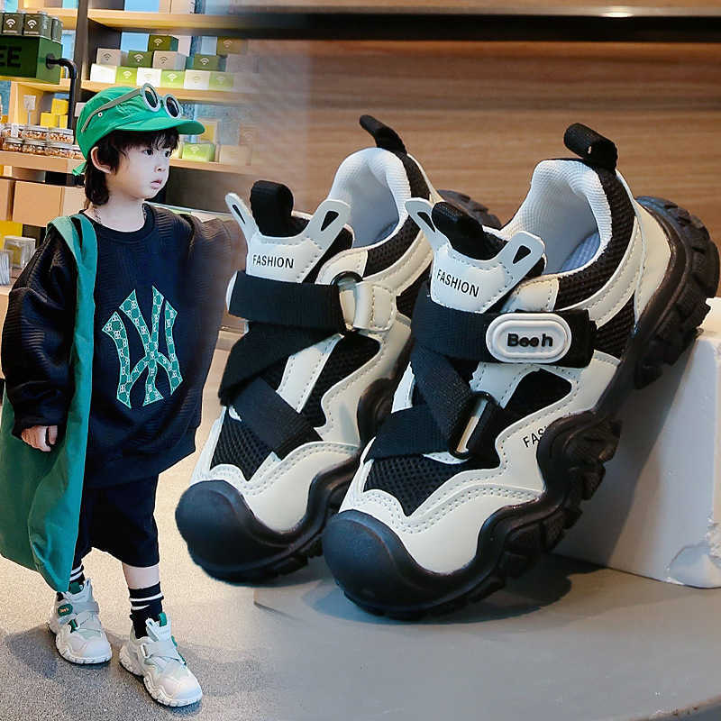 Sneakers 2024 autumn new childrens shoes boys mesh sports shoes girls casual and comfortable dad shoes anti slip running shoes H240805