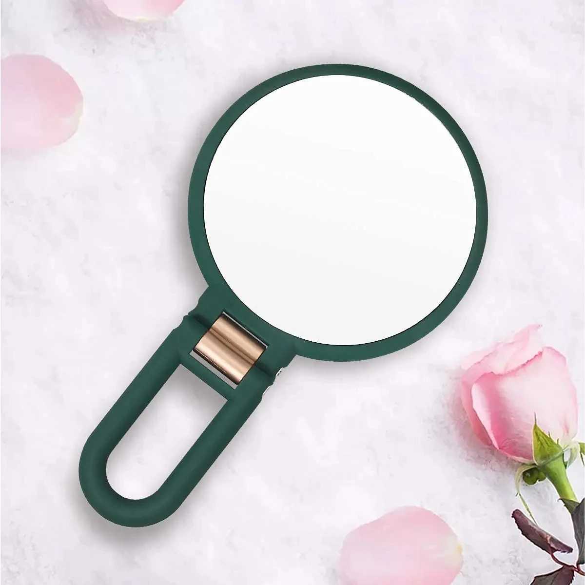 Double sided folding hand magnifying glass travel mirror womens handheld makeup mirror 2/5/10/15x retro style W240813