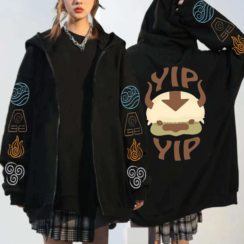 Yip Appa Printed Hooded Avatar The Last Airbender Anime Hoodie Men Women Plus Size Zipper Hoodies Haruku Unisex Sweatshirt s