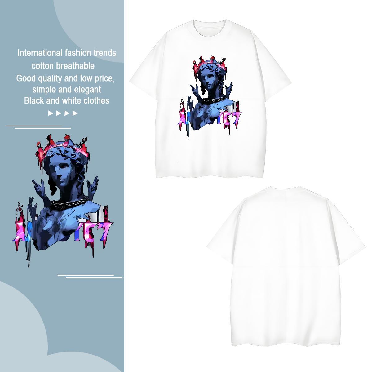 T Shirt For Man 230g Cotton portrait Casual Crew Neck Breathable Skull Men Tees Brand Cool Tops Tees