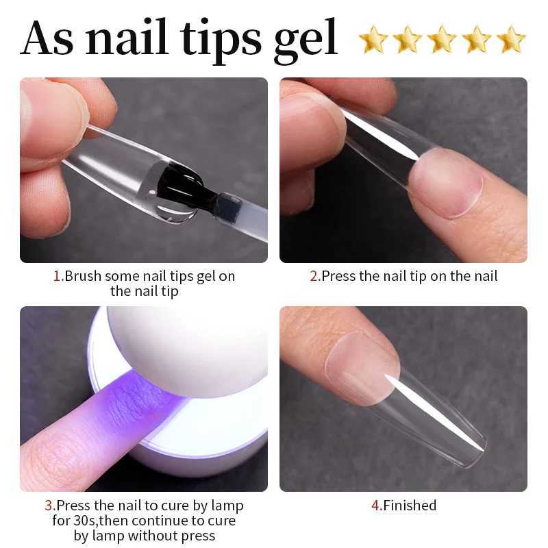BOZLIN 15ML Nail Tips Glue Gel For Falses Nail Tips Fast Extension 3 IN 1 Function Nails Art Transparent Gel Polish Soak Off UVM240814