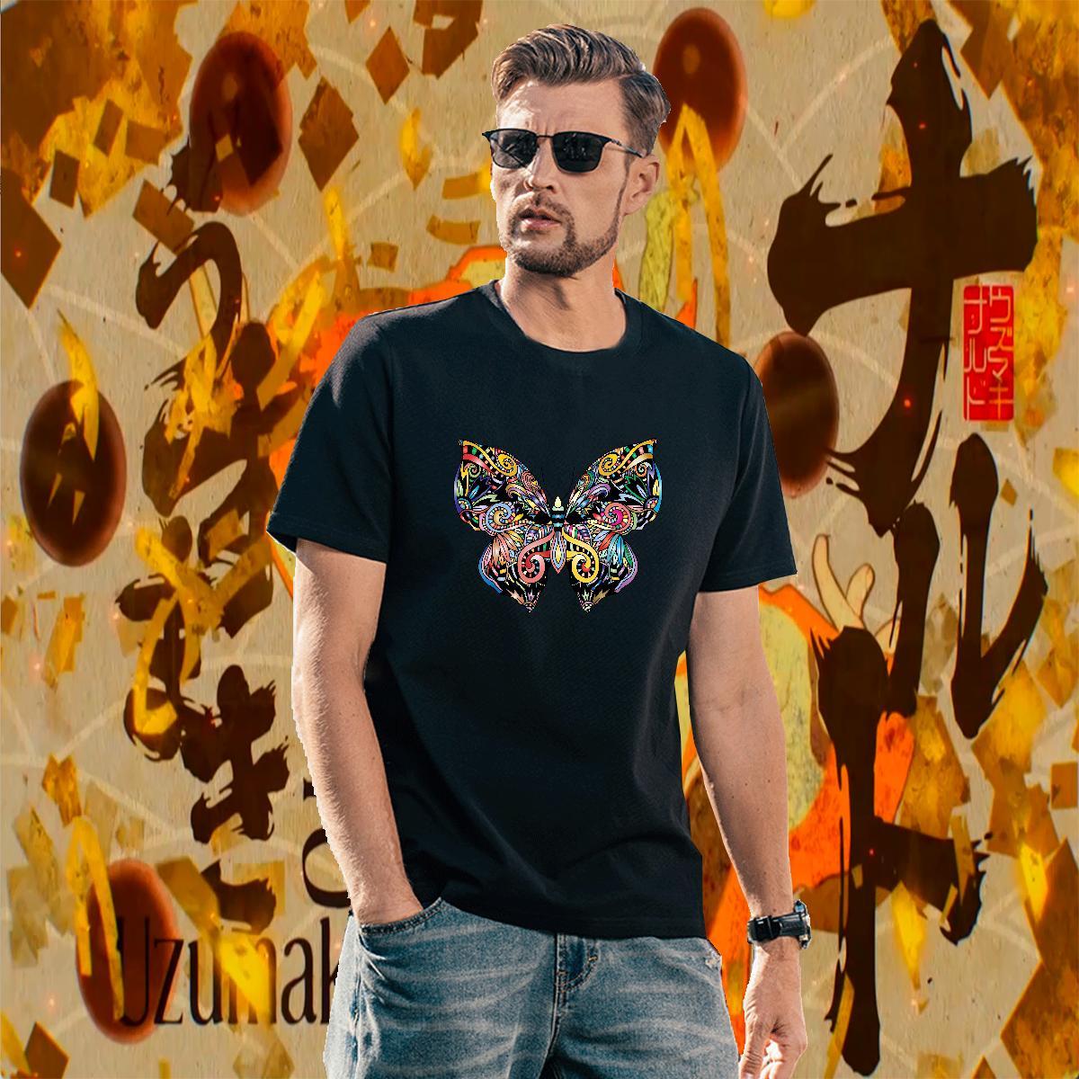 Designer Mens T Shirts Butterfly Short Sleeve O-Neck Street Custom Print Oversized 230g Pure Cotton Tshirt for Man Woman 2024 Summer Top Tees