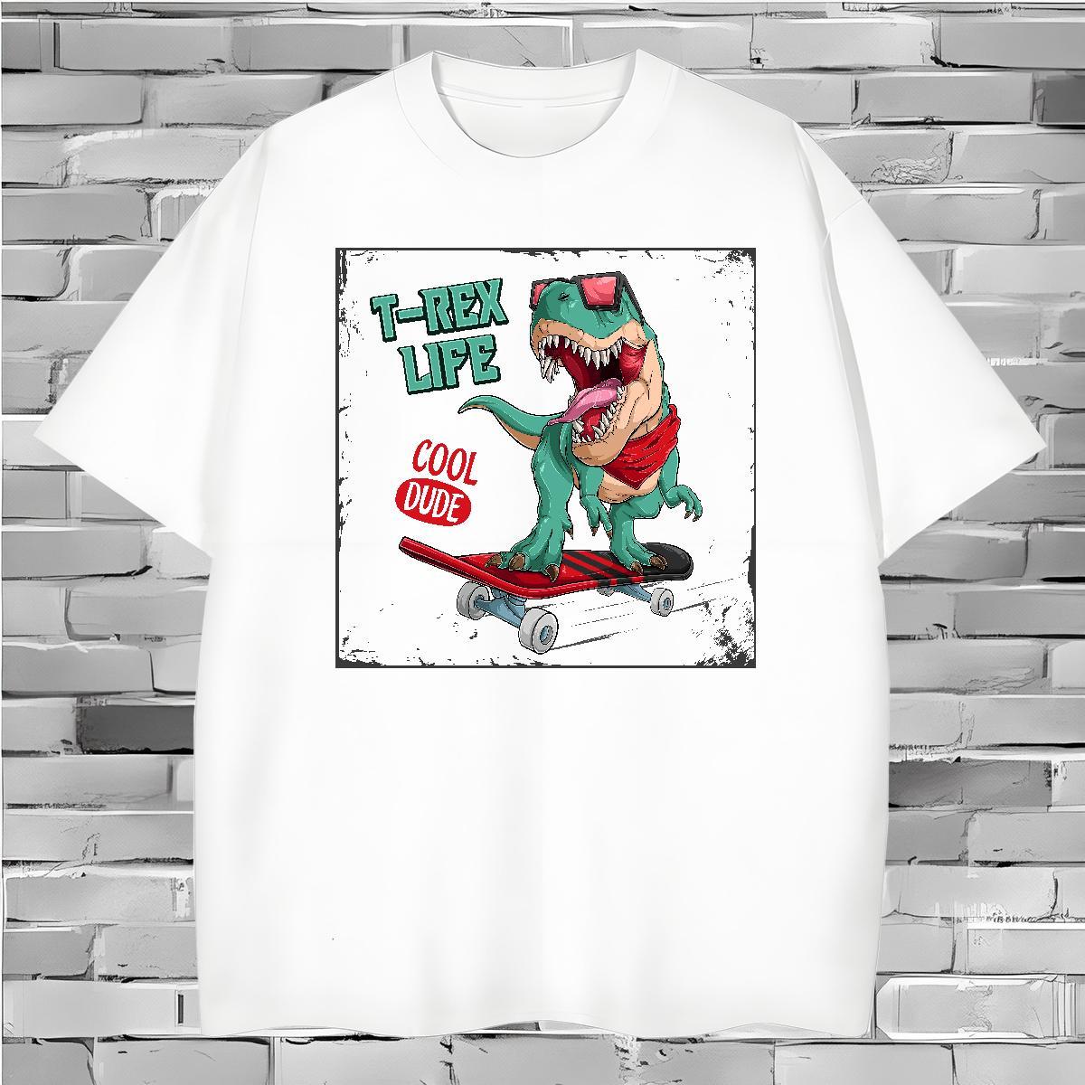 Designer T-Shirts dinosaur Breathable Soft Street Wear DIY Printed 230g 100% Cotton Men Tops Tees Classic Clothes