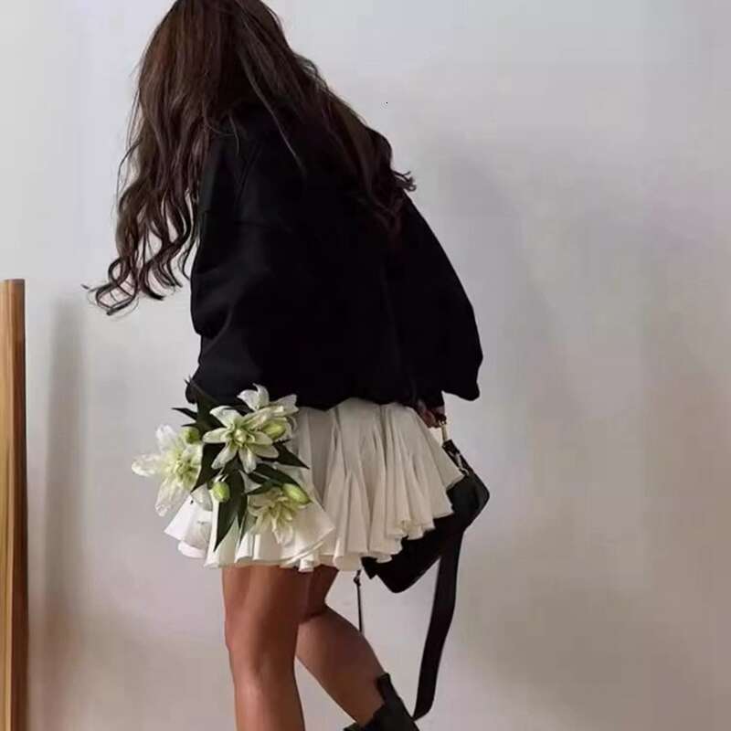 Fashion Summer A-line Tennis Lady Sexy Irregular Short Pleated New Casual White Ruffle Edge Women Mini Skirt