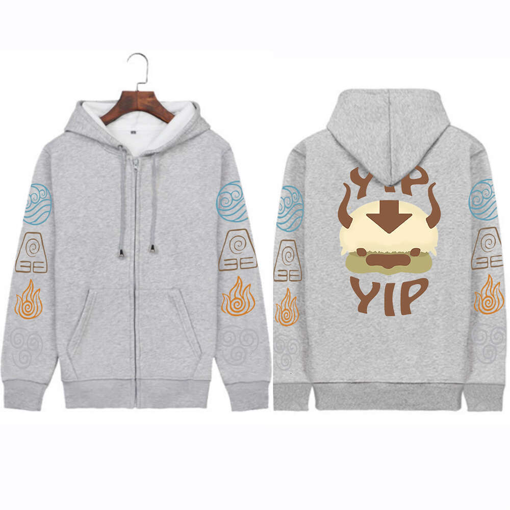 Yip Appa Printed Hooded Avatar The Last Airbender Anime Hoodie Men Women Plus Size Zipper Hoodies Haruku Unisex Sweatshirt s