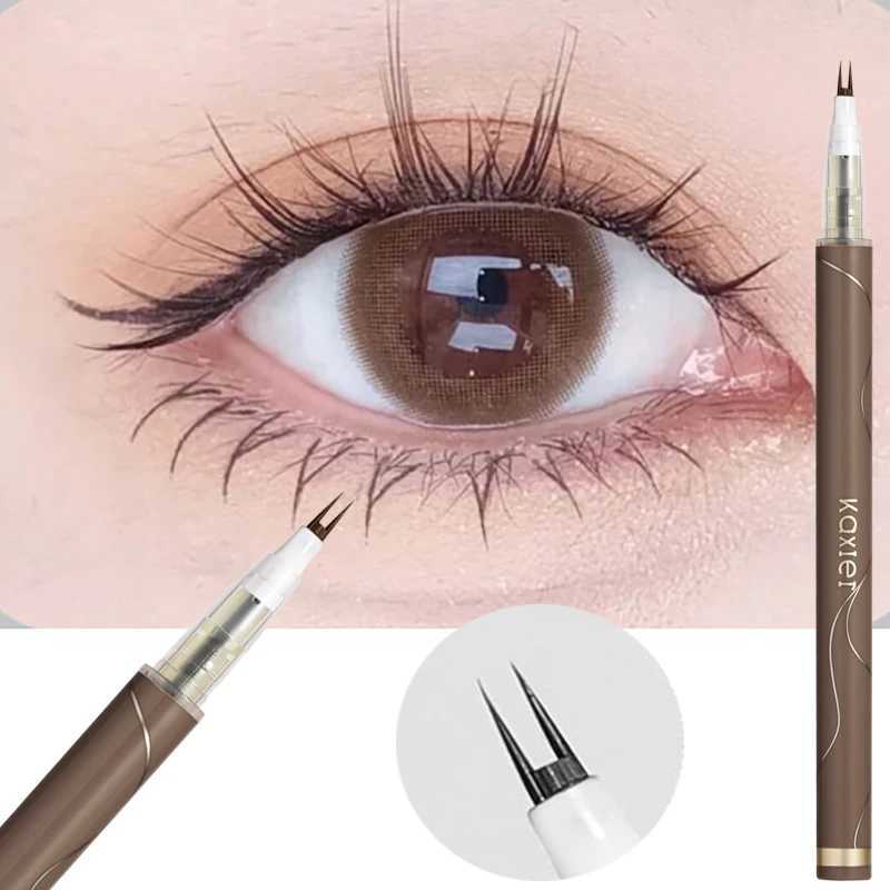 Ultra-thin 2 Fork Tip Liquid Eyeliner Lower Eyelash Pen Makeup Quick Dry Smooth Eye Liner 2 Point Eyebrow Tattoo Pencil Cosmetic Y240813