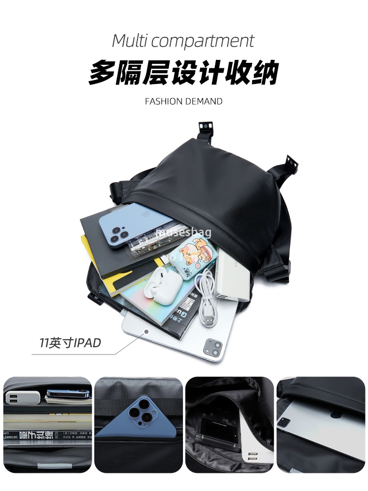 Manufacturers direct sales fashion brand crossbody bag men's backpack commuting shoulder bag trend chest bag large capacity messenger bag in stoc
