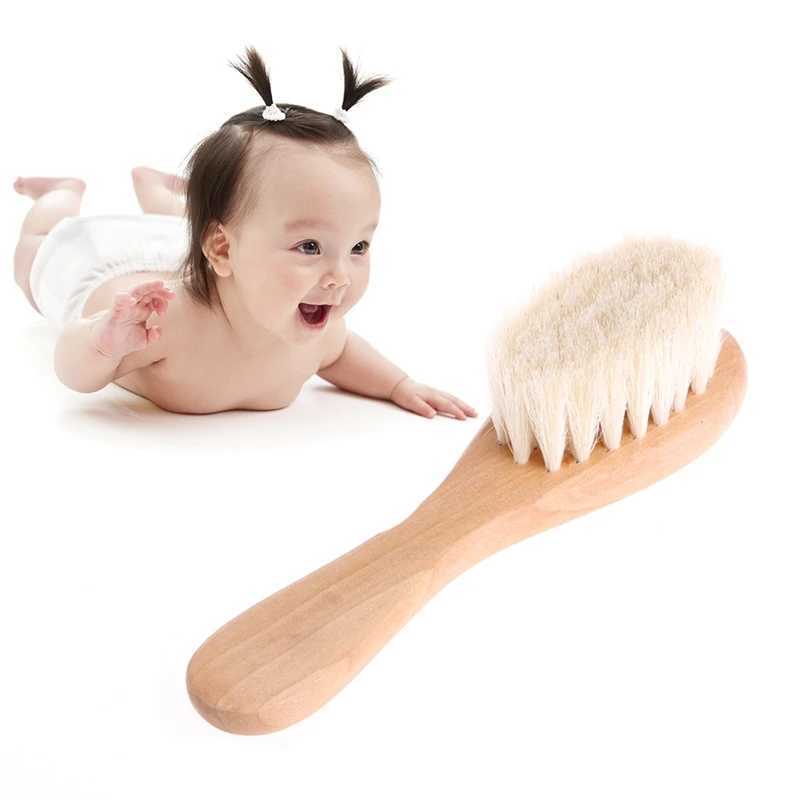 Baby care H wooden handle goat H brush baby Hbrush newborn baby comb head massager baby shower pure natural W240813