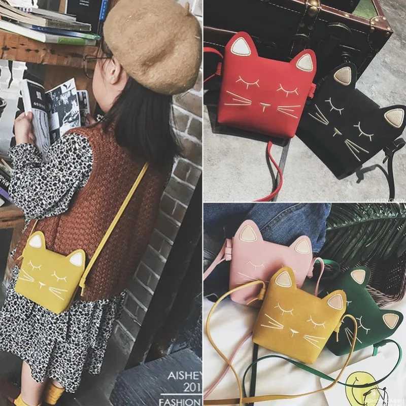 Store closed cleaning sales cute cartoon cat childrens messenger bag childrens fashion coin money bag girls handbag W240813