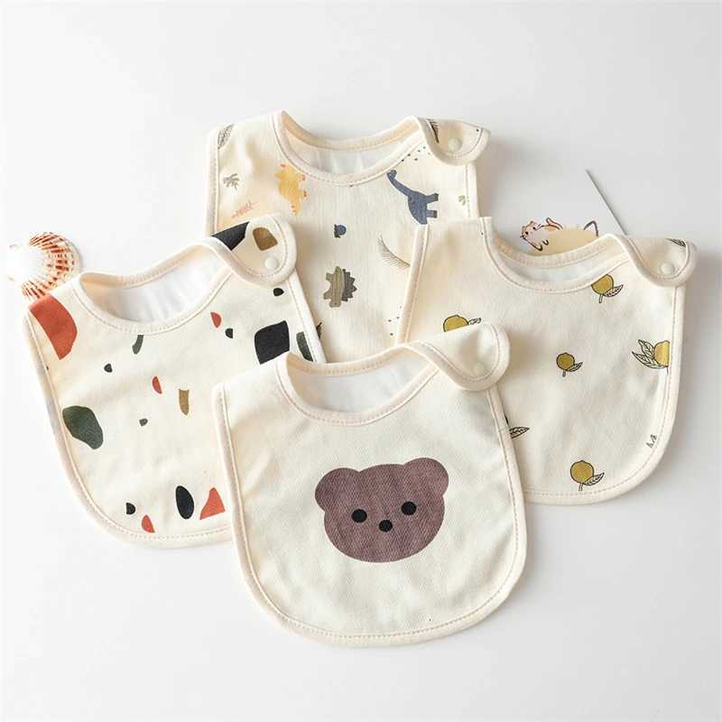 Bibs Burp Cloths INS Style Infant Baby 100% Cotton Bibs Waterproof Cartoon Bib Burp Cloth Newborn Boy Girl Feeding Bibs Saliva TowelL4812