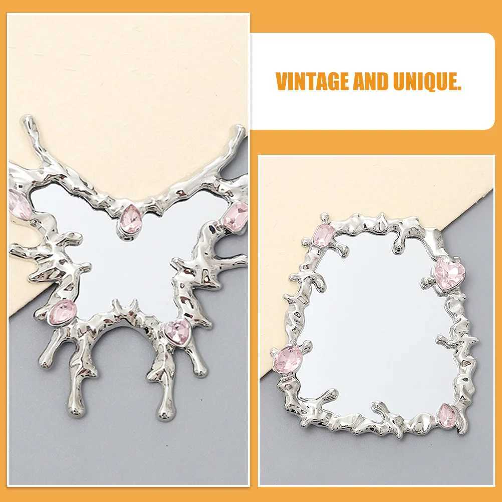 3 handheld makeup mirrors heart-shaped butterfly and square mirror decorations handheld mirrors W240813