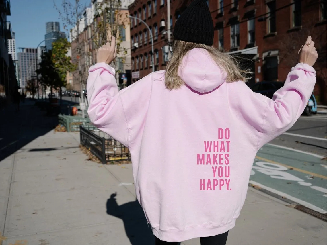 Do What Make You Happy Letter Womens Pullover Personalized Fun O-neck Clothing Full Mathematical Large Casual Top Hip Hop Women 240813
