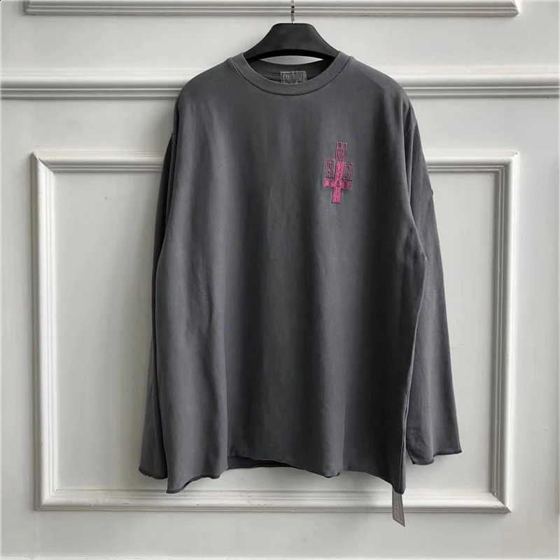 C.E CAV EMPT Long sleeve T-Shirts Spring Autumn Cotton Casual Streetwear Washed Do Old Cross Embroidery CAVEMPT T Shirt 240807