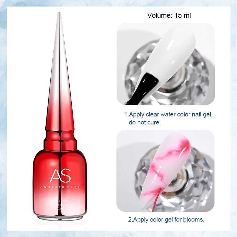AS Clear Blooming Gel Polish 15ml UV LED Soak Off Nail Art Polish for Spreading Effect Marble Nail Polish Gel Paint VarnishM240814
