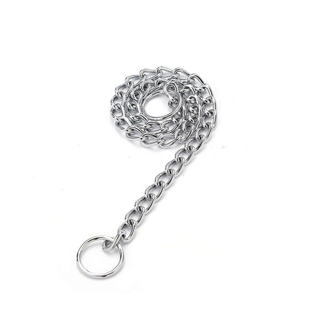 Chrome Stainless Iron Dog Collar Traction Rope Lead Leash P Chain Necklace Adjustable No Choke Collars for Dogs Pet Supplies