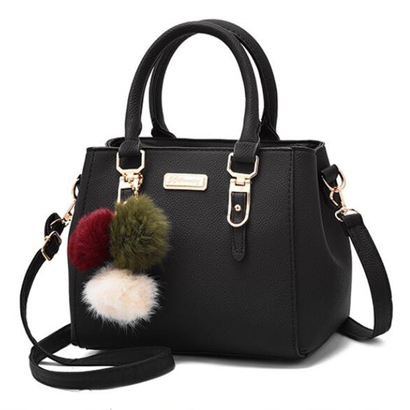PU leather womens handbag retro wallet plush tassel messenger bag Boston shoulder cross body w240813