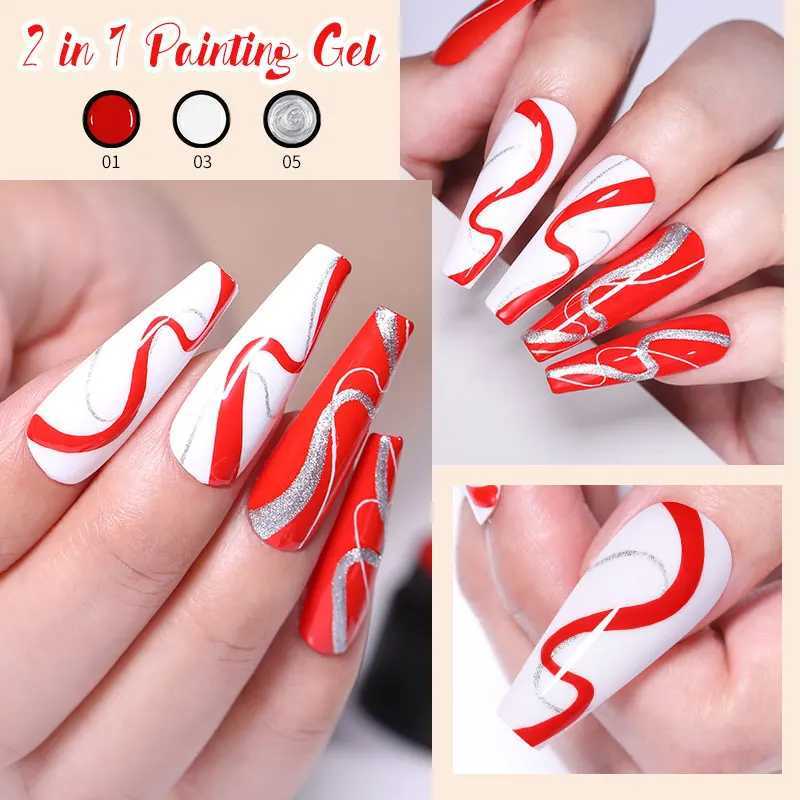 BORN PRETTY 5ml 2 In 1 Nail Painting Gel Black White Red Nail Drawing Gel Long Lasting Soak Off UV LED Nail Design Gel VarnishM240814