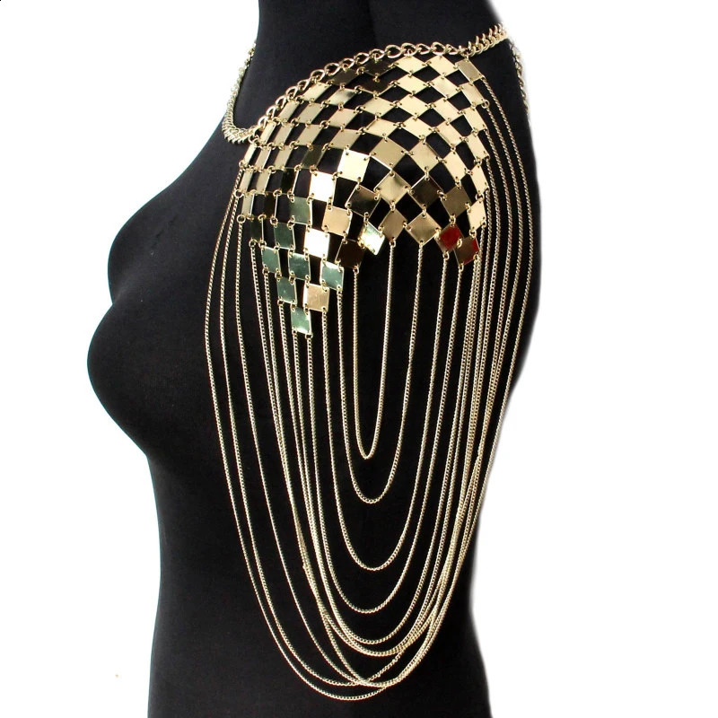 MANILAI Bohemian Punk Statement Necklaces Collar Shoulder Chain Long Pendant Sexy Body Jewelry 240813