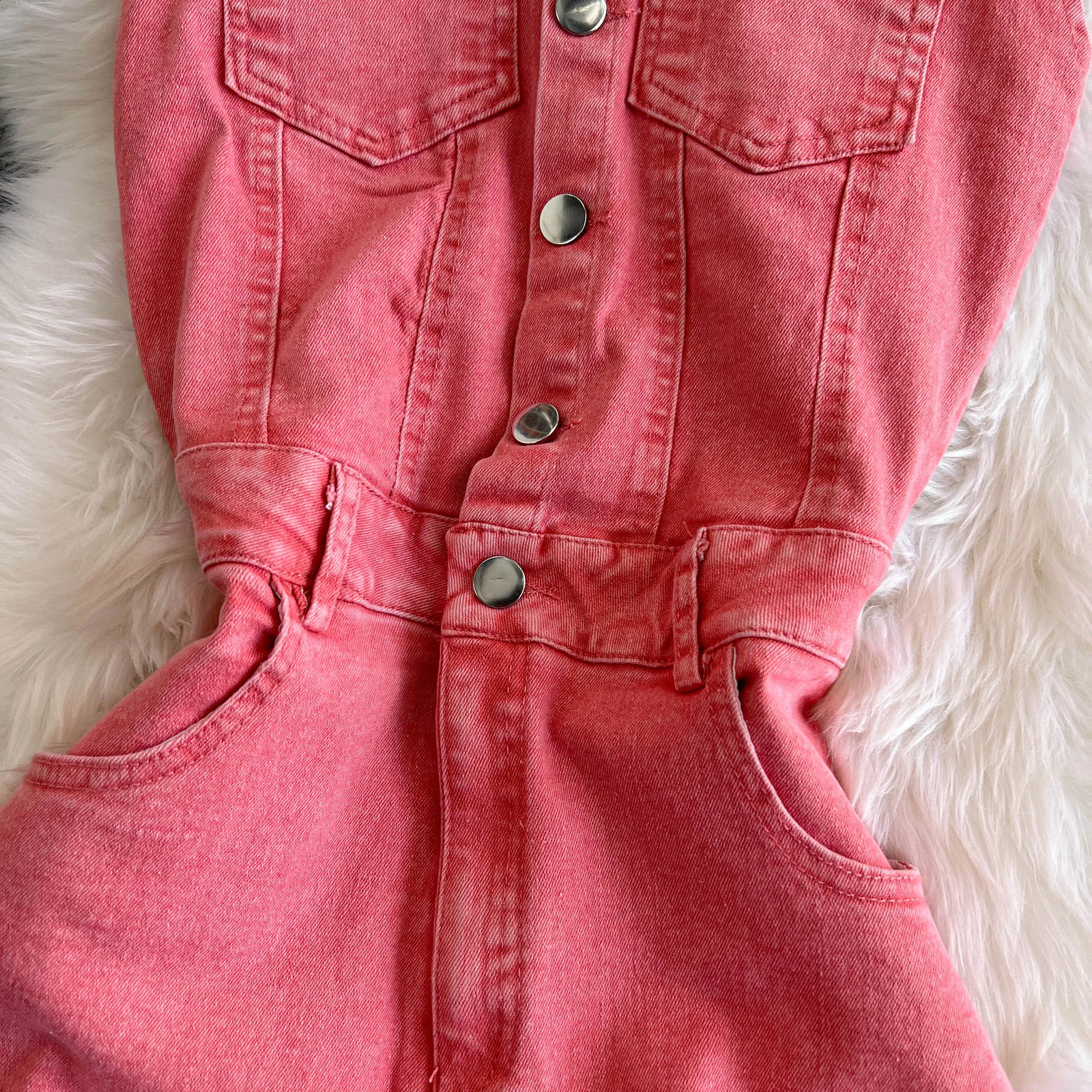 Women Rose Jumpsuit Halter Sleeveless One Breasted Wide Leg Overall Solid Wide Leg Bodysuits for Female Pink Backless Long Jeans 240813