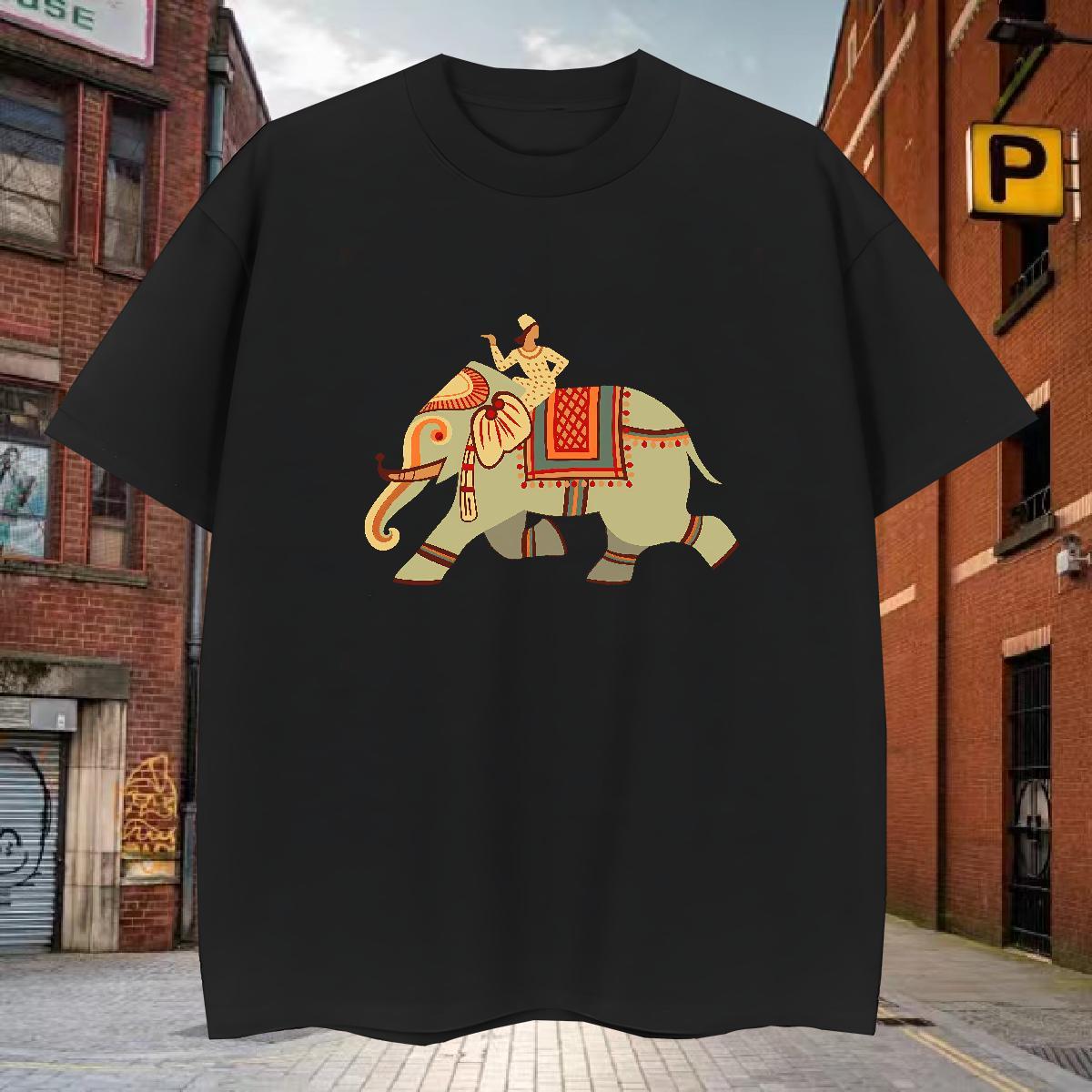 Brand T-Shirts for Men elephant Short Sleeve Soft Beach Plus Size Cartoon 230g 100% Cotton Tshirts 2024 Designer Tees Shirts
