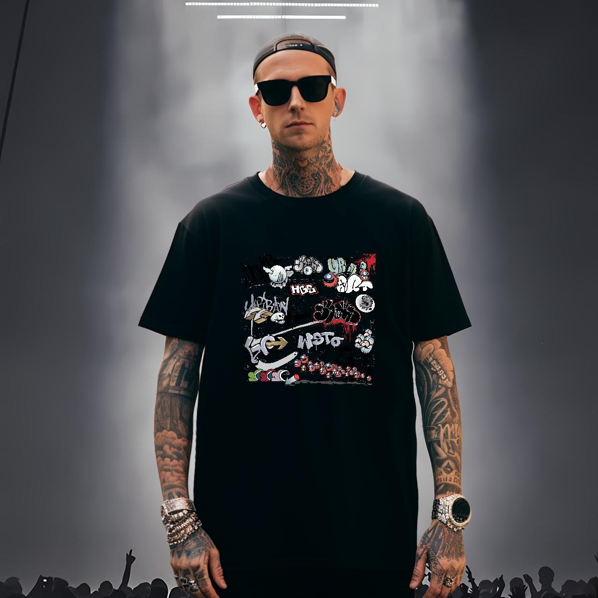 Men T Shirts 100% Cotton 230g Colorful Hip Hop Street Breathable Short Sleeve Plus Size Cartoon Tshirt for Man Woman 2024 DIY Comfortable Clothings