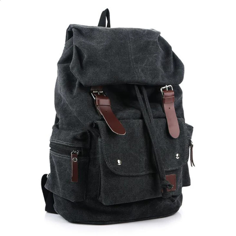 Men Casual Canvas Large Capacity Practical Backpack Casual Travel Bagpack School Bags Black Brown Green WL22 240813