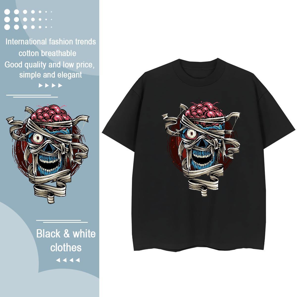 Brand Man T Shirts Halloween Breathable Short Sleeve Casual Cartoon Printing L-4XL 230g Cotton Men Clothes T-Shirt Fashion New Tops