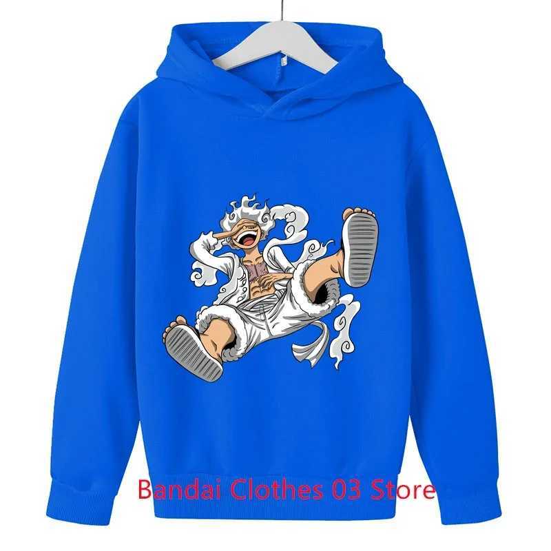 Gear Fifth Luffy printed anime boy hoodie pullover casual street wear unisex childrens spring clothingY240814