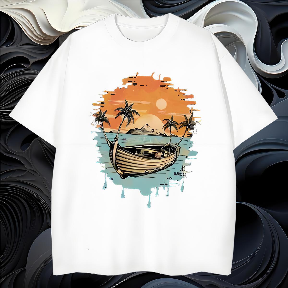 T-Shirts 230g Cotton boat Home Outdoor O Neck Short Sleeves Skull Men Clothes T-Shirt New Designer TOP Quality Clothings