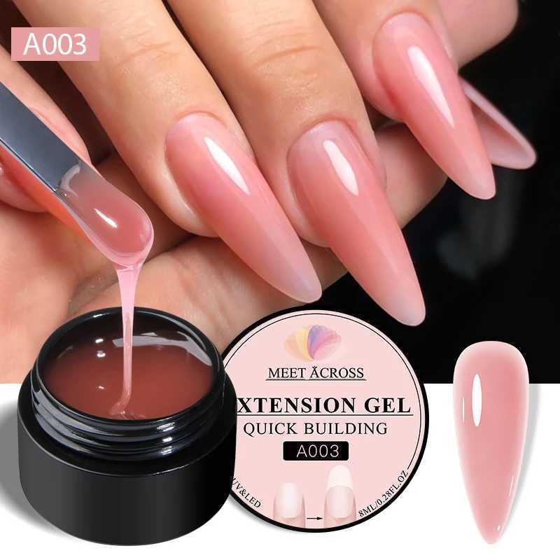 MEET ACROSS 8ml Nude Pink Quick Extension Nail Gel Polish Long Lasting Colorful Semi Permanent UV Gel Vernis Nail Art DesignM240814