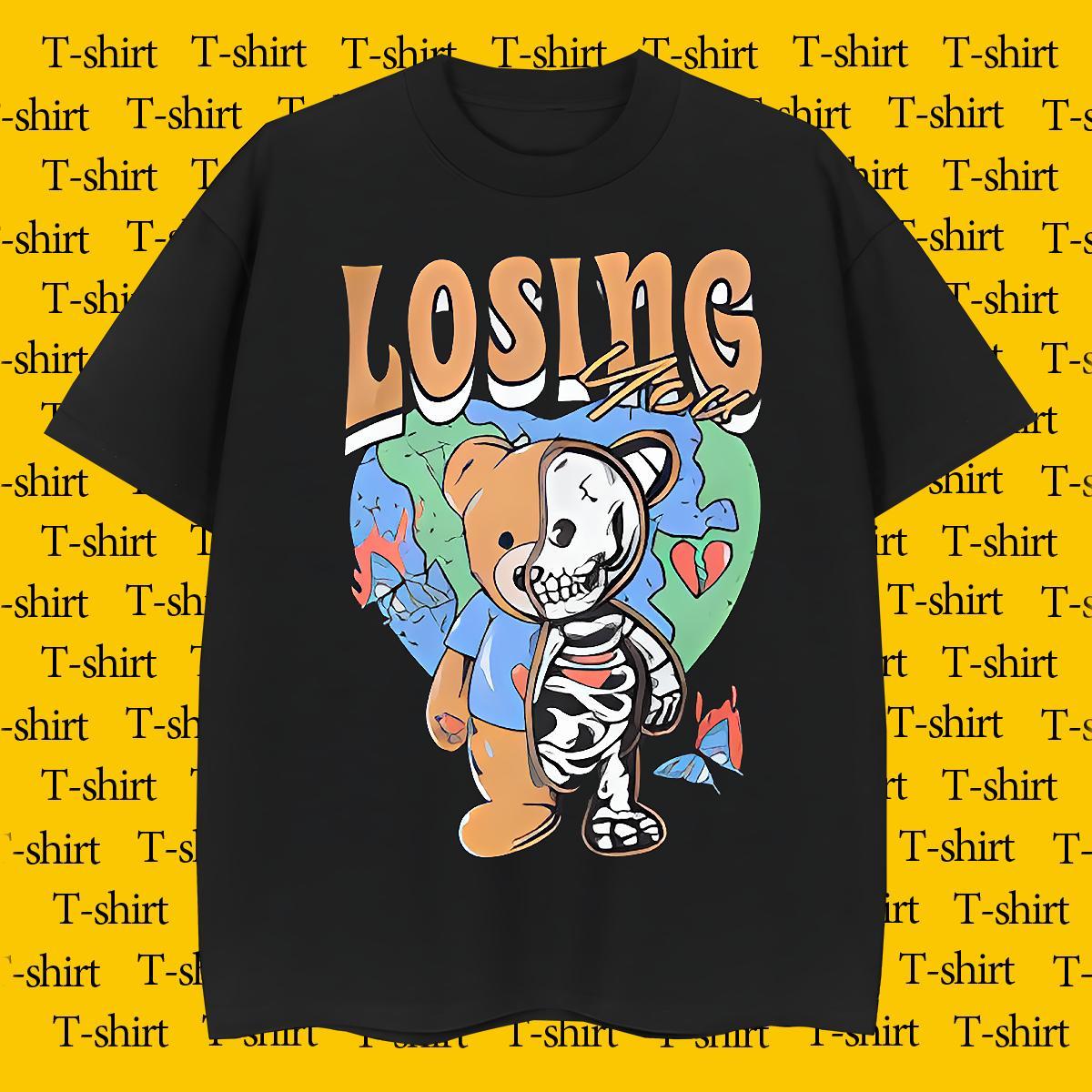 Designer Man T Shirts bear Pure Cotton Street Casual DIY Logo Oversized 230g 100% Cotton Tshirt for Man Woman New Tops Shirt
