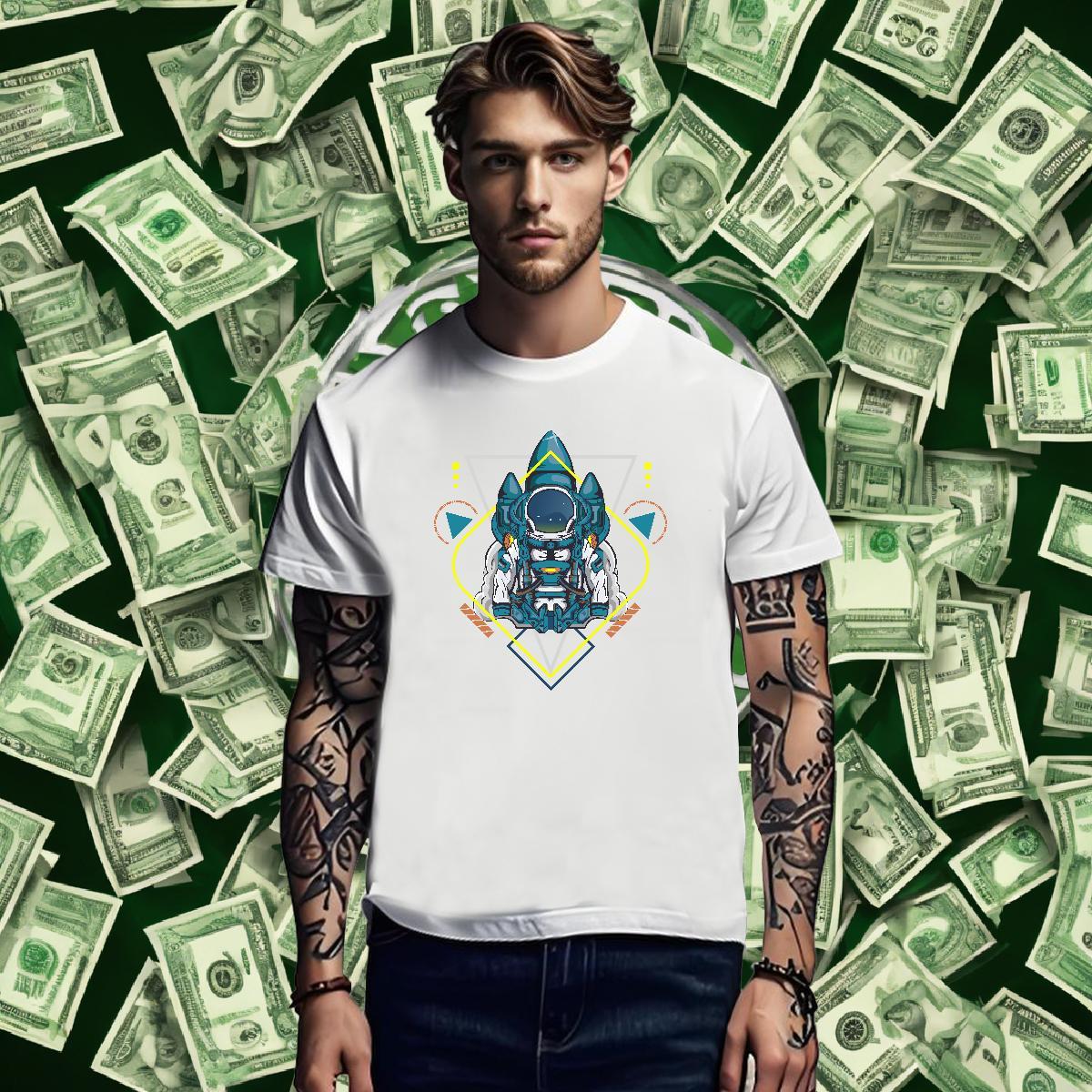 T-Shirts for Men 230g 100% Cotton cosmonaut Hip Hop Breathable Short Sleeve Black White Men Tops Tees Wholesale Cool Tops Shirt