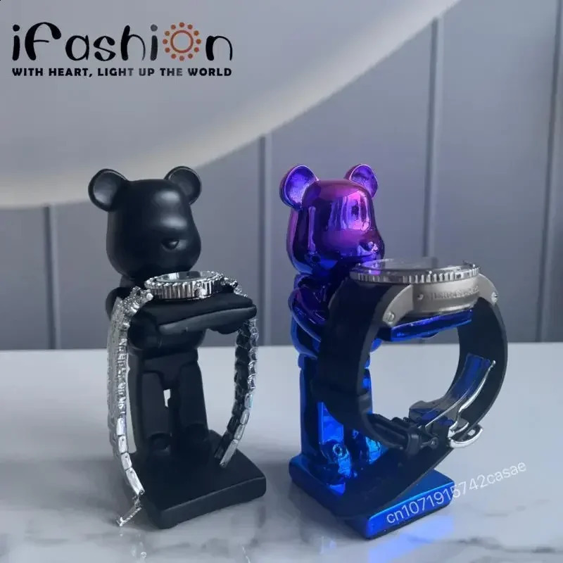 Man Watch Holder Bear Miniature Items Resin Figurines Decorations Girls Trinkets Tray For Home Bedroom Table Modern Decor Gifts 240812