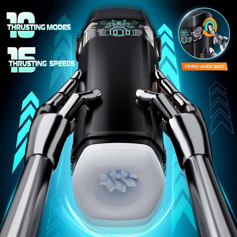 Men's Sex Toys Men's Utensils - Adult Toys Men's Pump, 10 Vibrations and 10 Push Speeds, with Heating and Drying Base, LCD Display Scre