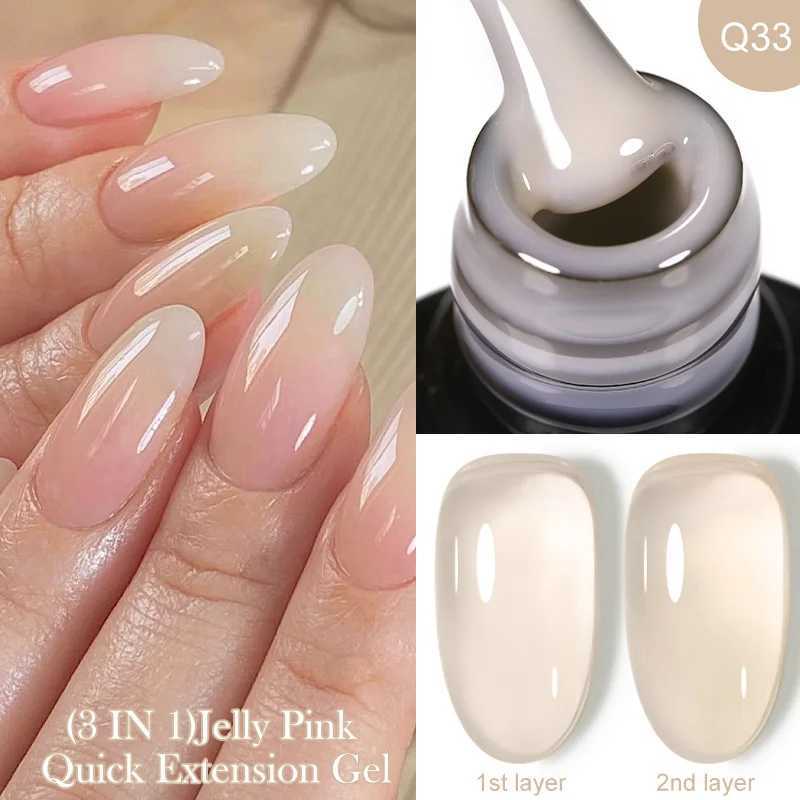 LILYCUTE Pink Nude Quick Extension Gel Nail Polish 3 In 1 Jelly Transparent Semi Permanent Soak Off Nail Art Construction GelM240814