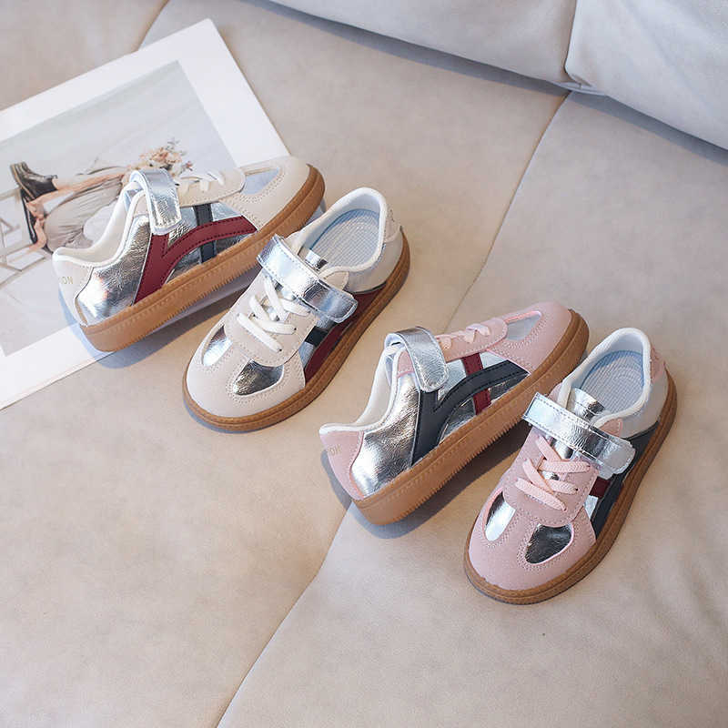 Sneakers Silver childrens moral training shoes girls shoes 2024 spring and autumn new sports shoes casual board shoes boys Forrest Gump shoes H240805