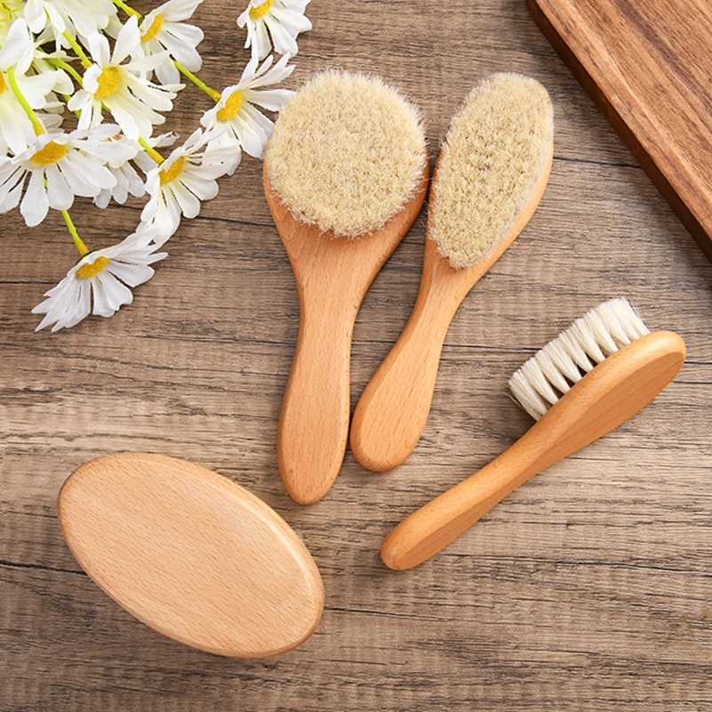 Wooden handle baby brush baby brush newborn brush baby hair comb massager W240813