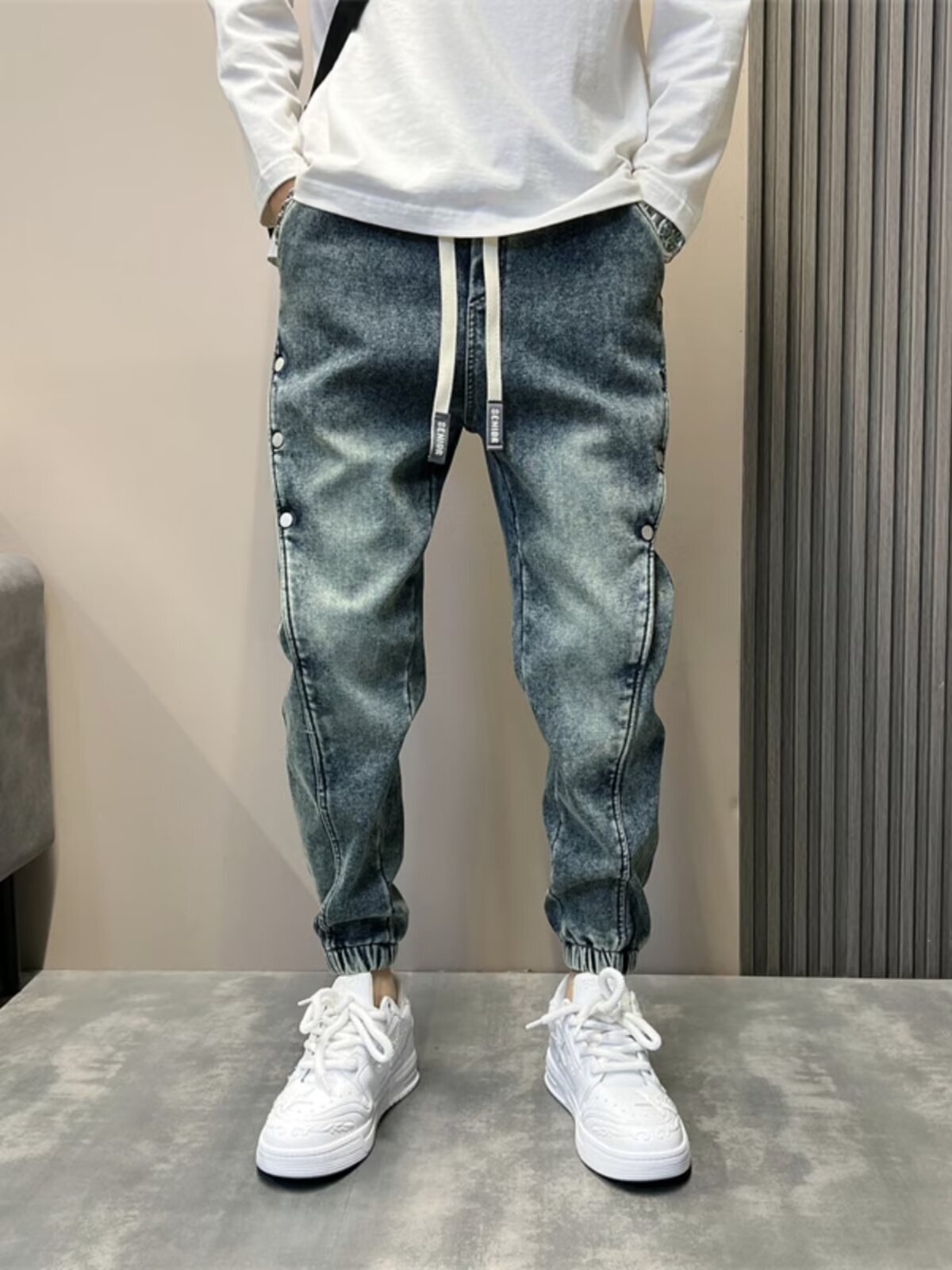 698 American summer jeans men's cropped versatile design trendy fashion slim casual pants