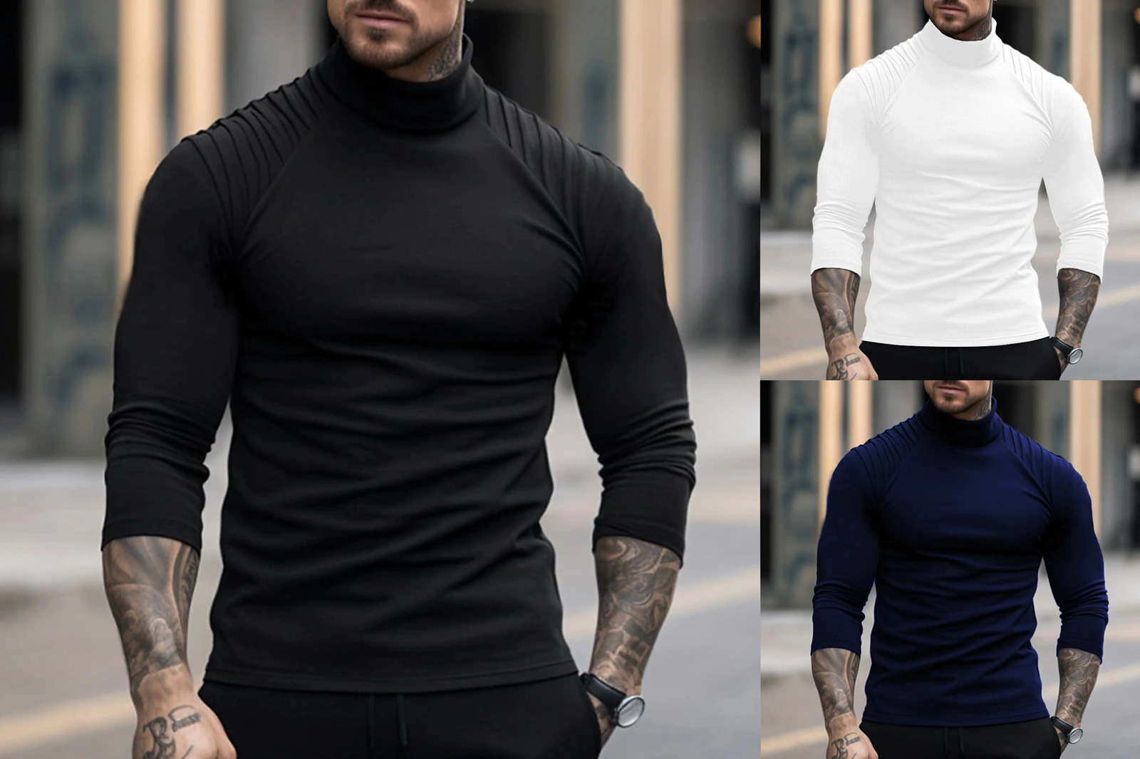 Half High Neck Men Solid Long Sleeve T-Shirts Spring Autumn Male Clothes Tees Versatile Fashion Basic Bottoming Casual Tops 240814