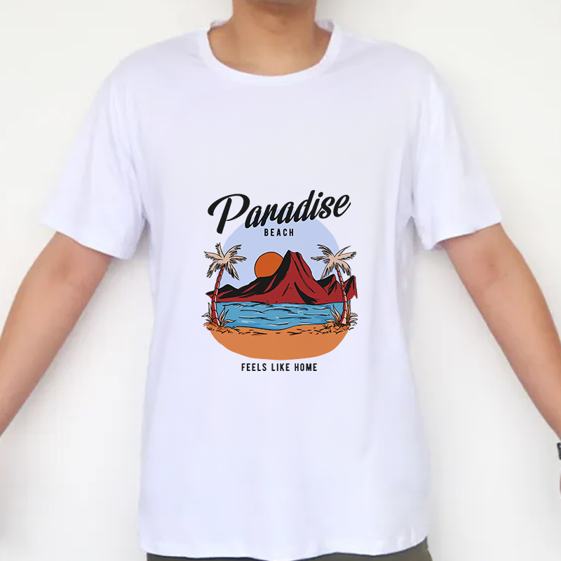 US Warehouse Sublimation Blank T-Shirt White Polyester Shirts Sublimation Short Sleeve T-Shirt for DIY Crew Neck Clothes