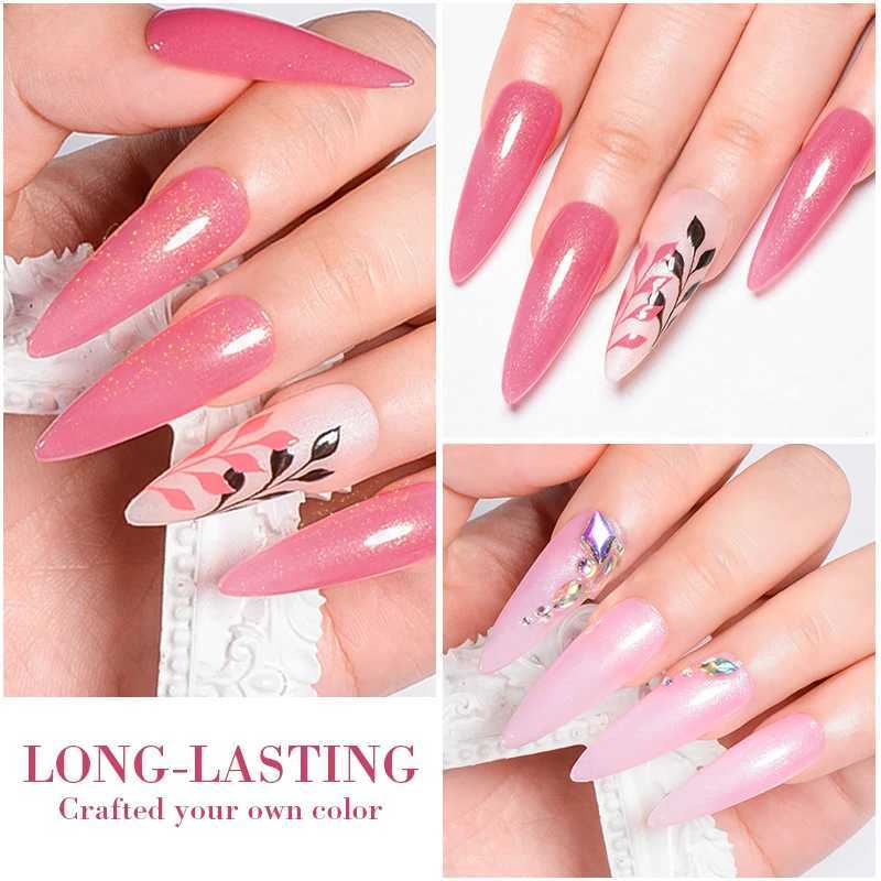 7ml Glitter Rubber Base Gel Nail Polish Nude Sparkling Glitter Semi Permant Varnishes Soak Off UV LED Nail Art Self-leveling GelM240814