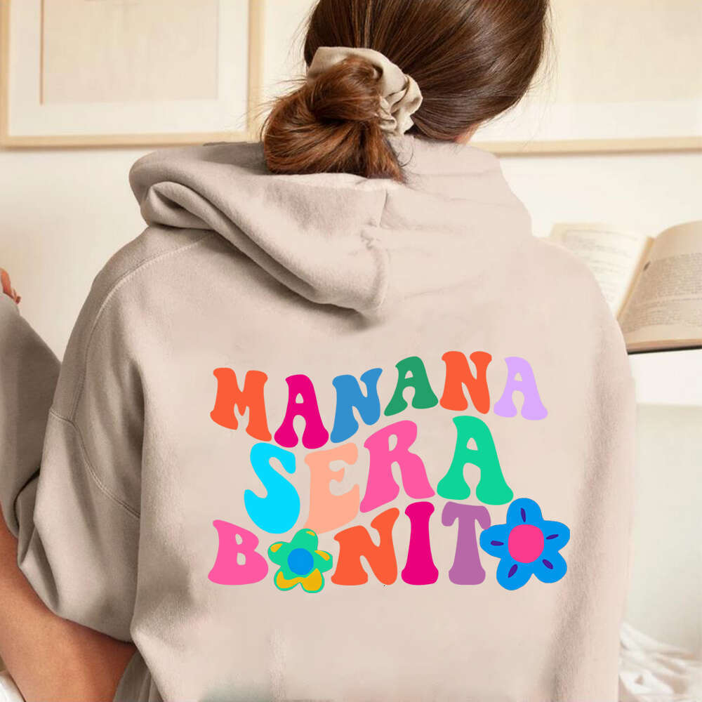 Sera Manana Bonito Letter Print Wpmen Hoodies Plus Size Sweatshirt Hip Hop Autumn Warm Female Pullover Korean Trend Sudaderas
