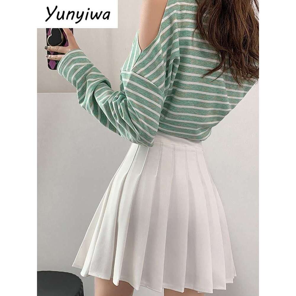 Pleated Short Tennis With Shorts For Women A Line School Summer Woman Skirt Mini Gray High Waist Solid Casual Skirts White s s