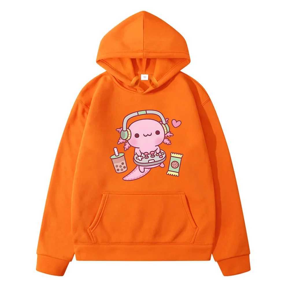 Axolotl Salute Play Games Funny Hoodies Winter Girls Tops Spring/Autumn Long Sleeve Unisex Sweatshirts Harajuku Sudaderas KidsY240814