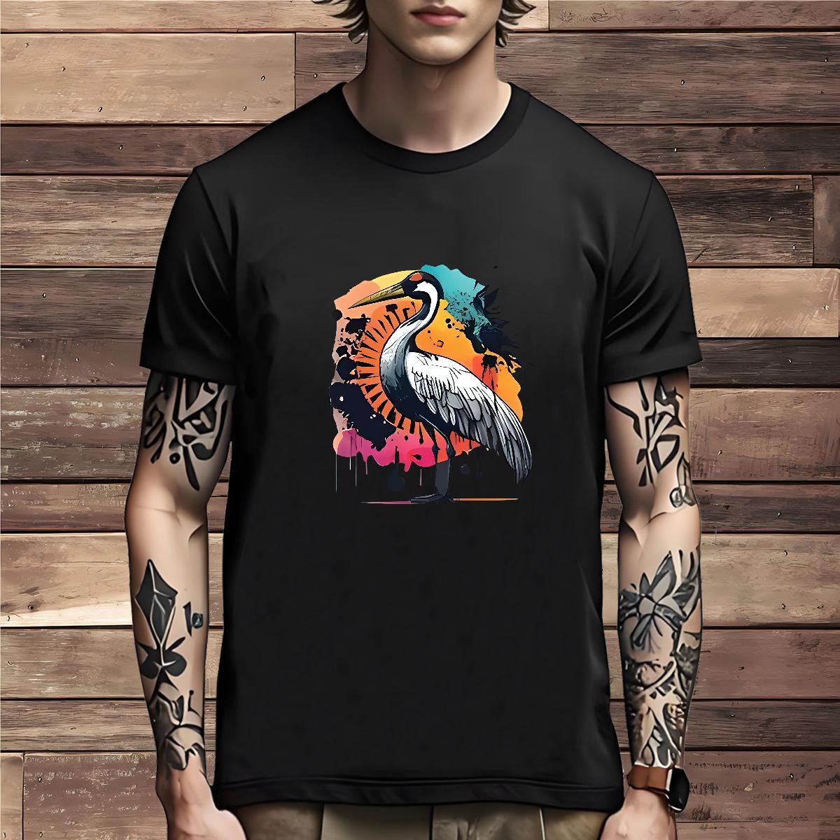 Designer T Shirt For Man bird Short Sleeve O-Neck Sports Casual Cartoon Printing L-4XL 230g Cotton Men Tees DIY Clothings